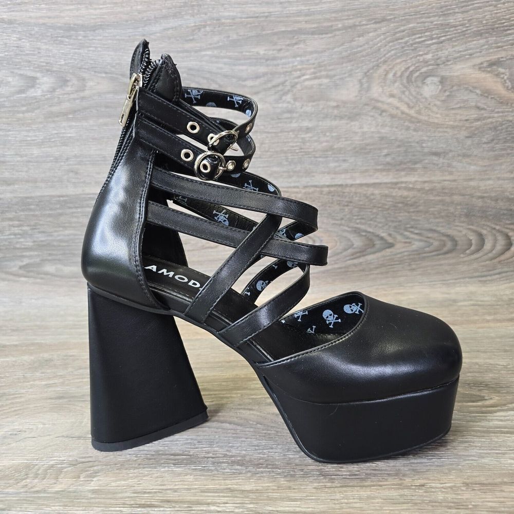 Black Platform Strappy Heels - image 1